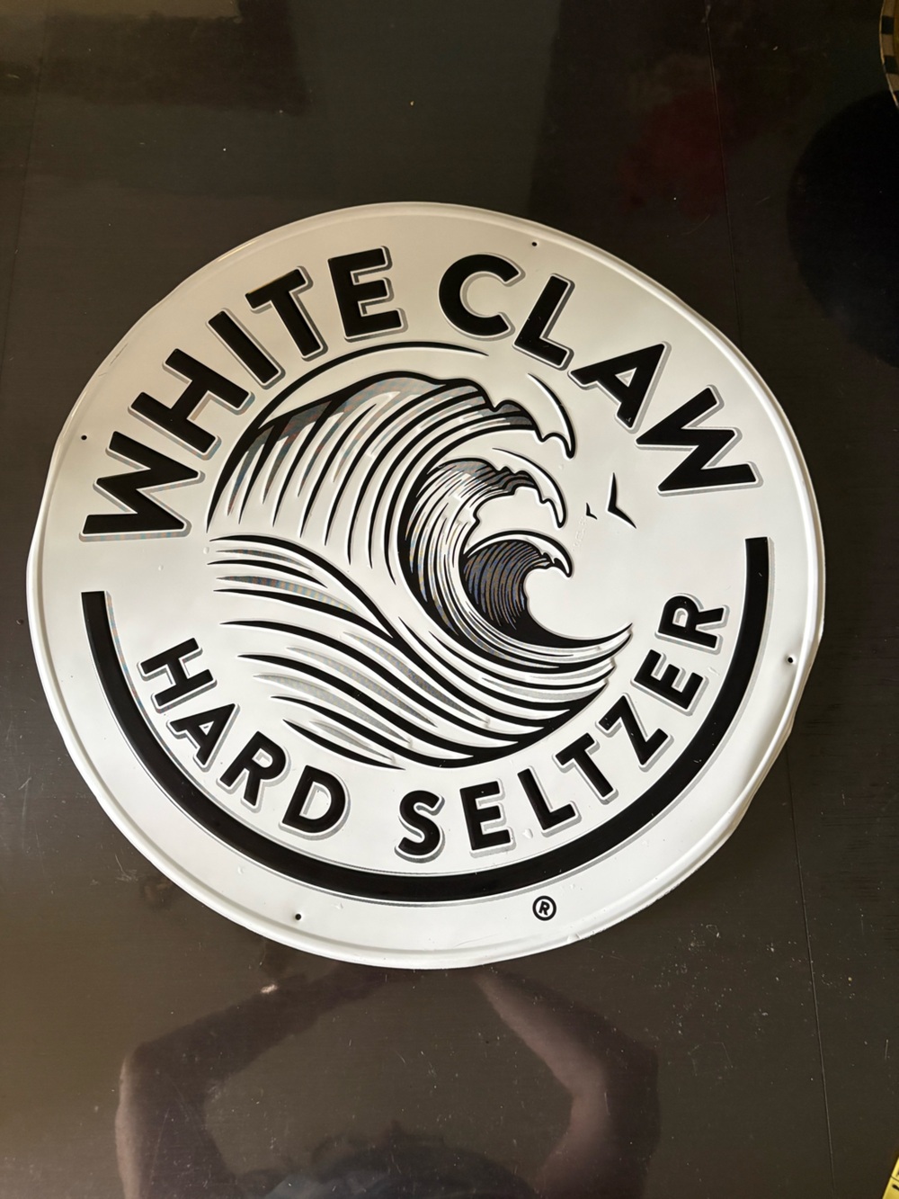 White Claw Hard Seltzer Round Wall Sign - Black & White